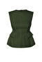 Haki Pamuklu Gabardin Peplum Cep Detaylı Dokuma Bluz TWOSS25BZ00538 - 7