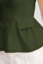 Haki Pamuklu Gabardin Peplum Cep Detaylı Dokuma Bluz TWOSS25BZ00538 - 5