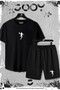 2-Piece Basketball Player Slim Fit Black Tshirt - Black Shorts Set