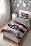 Striped Red Car Patterned Single Baby Kids Bedding Set - 3