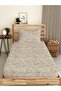 Leaf Pattern Printed Single Elastic Sheet Set Brown