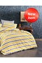 Youth Room and Children's Room Yellow Gray Zigzag Pattern Single Duvet Cover Set with Elastic Sheets - 2