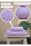 2-Piece Bath Towel Set 100% Cotton Certified, Body Head Towel Set Lilac - 50X80 & 70X130Cm - 7