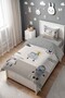 Striped Robots Set Patterned Single Baby Kids Bedding Set - 3