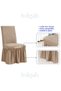 Stone Colored Lycra Elastic Washable Chair Cover - Wrapped Skirt (6Pcs) - 4