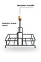 Mimoza Metal Stand with Wooden Detail Dishwashing Liquid and Liquid Soap Dispenser Kitchen Set - with Sponge - Transparent - 6