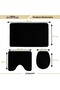 Ultrasoft Plain Black 3-Piece Bathroom Rug Mat Non-Slip Leather Base Machine Washable Toilet Seat Set - 3
