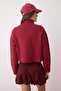 Bordo Selanik/Triko Görünümlü Fermuarlı Yaka Regular/Normal Kalıp Örme Sweatshirt TWOAW22SW0732 - 9