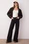 Siyah Paça Detaylı Yüksek Bel Wide Leg Comfort Jeans TWOAW26JE00000