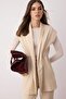 Krem İçten Bağlamalı Keten Görünümlü Kimono-Pantolon Dokuma Takım TCTSS23US00061 - 2