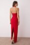 Kırmızı Vücuda Oturan Degaje Yaka Dokuma Uzun Şık Abiye Elbisesi TPRSS24AE00083 - 4
