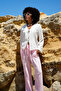 Lace-Up Linen Trousers with Elastic Waist - 4