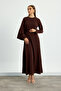 Brown Cape Detailed Dress
