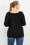 Black Lace Front Woven Blouse - 3