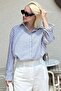 Black striped button detailed long sleeve women's shirt sh178