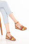 Women's Genuine Leather Hand Knitted Special Straw Wrapped Sandals Ell.7249 Multi - 5