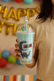 Cute Dino Themed Double Layer Party Supplies Water Bottle with Straw Flask Soft Drink Bottle Blue 2769