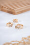Threaded Edge Design, Zircon Stone Detailed 3-Piece Steel, Combination Earring Set - 6