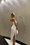 One-Shoulder Draped Detail Slit Long Dress - 4