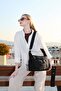 Women's Water Resistant Crinkle Fabric Multi-Compartment Adjustable Black Cross Strap Shoulder Bag - 2