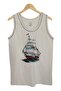 Men's Strap Stone Color T-shirt with Piping, Sailing Boat Digital Printed - 2