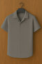 Men's Gray Button down Short Sleeve Summer Shirt - Relaxed Fit, Stylish Design