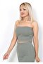 Women's Khaki Corded Strapless Crop Bustier Casual & Stylish Top Stretchy Fabric - 6