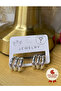 Women's Silver Color 3 Row Modern Earrings – Shiny and Eye-Catching Design - 3