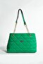 NBI BAGS Black Quilted 3 Compartment Zipper Closure Chain Strap Lined Handbag and Shoulder Bag