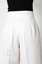 Women's White Pleated High Waist Button-Closure Fabric Palazzo Pants - 6