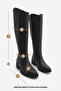 Women's Knee High Zippered Daily Boots Maypos Black - 8