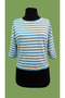 Women's Blue Striped Oversize Short Sleeve Cotton Crop T-Shirt - 2