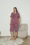 Women's Plus Size 100% Cotton Summer Short Sleeve Pocket Capri Bermuda Pajamas Set - 3