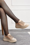 Daily Women's Black Sneaker with Stone Laces, Serrated Thick Sole, Patent Leather Oval Toe Sports Shoes 77504 - 3