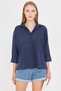 Women's Navy Blue Pocketed Casual Linen Shirt ARM-21Y001035 - 6