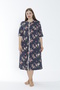 Women's Large Size Cotton Modal Fabric Patterned Button Dress 7817 - 6