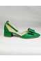 Women's Green Summer Bow Short Heeled Shoes - 4