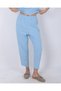 Women's Blue Zero Sleeve Blouse Elastic Waist Pants Linen Bottom Top Set - 6