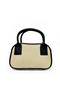 Women's Black Canvas Bow Leather Detailed Hand and Shoulder Bag Small Size - 5