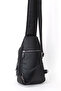 Men's Black Washed Leather Crossbody Waist Shoulder Bag with USB Headphone Output - 5