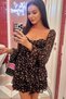 Floral Long Sleeve Tied Lip Breasted Chiffon Dress with Chest Corset and Elastic Back - 3