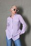 Purple Striped Seersucker Fabric Women's Oversize Shirt Mg1666 - 5