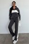 Charcoal Mock Neck Zip-Up Striped Tracksuit Set MG2216 - 2