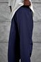 Men's Sweatpants Fabric with Pleated Legs Navy Blue Oversize Parachute Loose Fit - 4