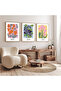 3 Piece Wooden Framed Painting Set Abstract Flower