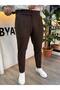 Italian Cut Fabric Trousers with Elastic Waist