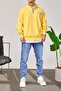 Men's Sweatshirt Nyc Yellow Collar Oversize Zippered Half Zipper 3 Thread Without Threaded Detail - 4