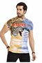 Ct684 eagle patterned skull colorful t-shirt