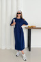 Women's Navy Blue Modal Fabric Slit Oversize Dress - 3