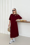 Women's Burgundy Modal Fabric Slit Oversize Dress - 3